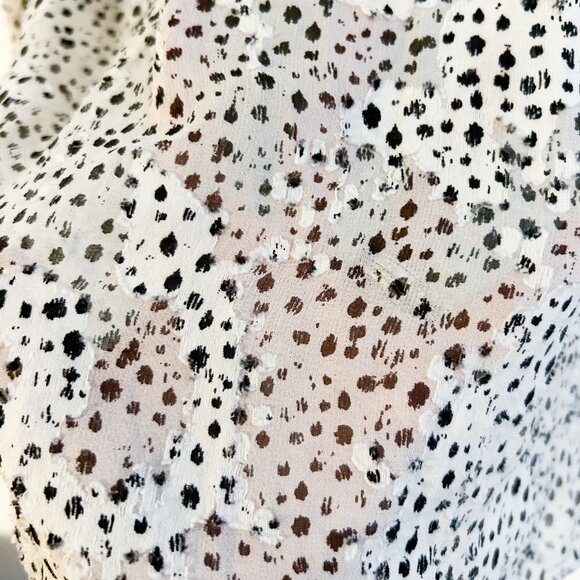 REBECCA TAYLOR Silk Tie Neck Snow Leopard Print Long Sleeve Blouse SZ12 - Picture 7 of 13